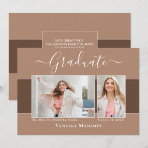 Modern Elegant Earth Tone 2 Photo Graduation Announcement