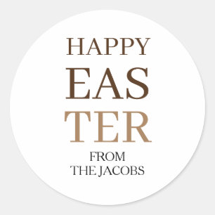 Modern Elegant Easter Blessings Script Family Classic Round Sticker