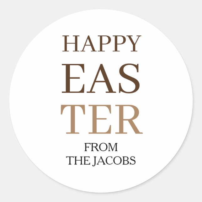 Modern Elegant Easter Blessings Script Family Classic Round Sticker (Front)