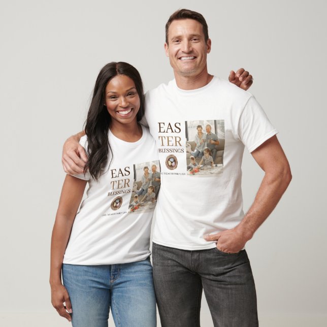 Modern Elegant Easter Blessings Script Photo T-Shirt (Unisex)