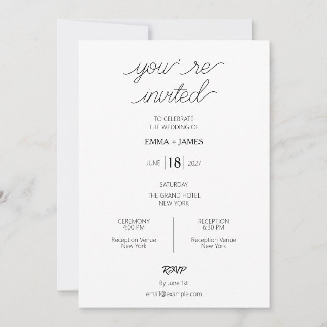 Modern Elegant Editable Wedding Invite (Front)