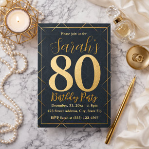 Modern Elegant Eighty 80th Birthday Party Foil Invitation
