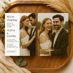 Modern Elegant Elopement Minimalist Photo  Invitation