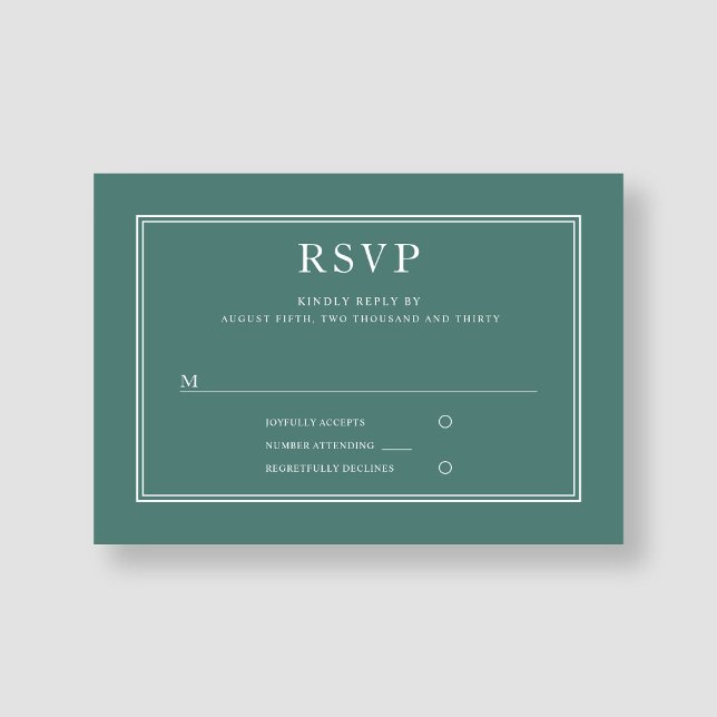 Modern Elegant Emerald Green Wedding RSVP Card (Modern Elegant Emerald Green Wedding RSVP Card)