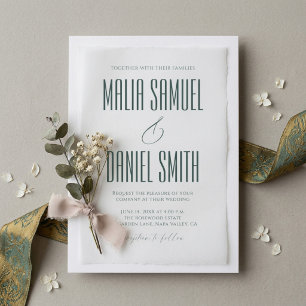 Modern Elegant Emerald Green Wedding Vellum Invitations