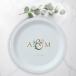 Modern, elegant eucalyptus ampersand wedding paper plate<br><div class="desc">Modern,  elegant eucalyptus ampersand wedding design.
Just edit your product in a few minutes. You can change the font/size/colour and position using "further personalise".</div>