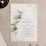 Modern Elegant Eucalyptus Bridal Shower Invitation<br><div class="desc">Watercolor Bridal Shower Eucalyptus Script Floral Invitation with a modern minimalist botanical design on a white background with popular typography you can easily edit. TIP: Check out below for other wedding and pre wedding preparation events items including bridal shower invitations, thank you cards, champagne labels etc collection suite for this...</div>