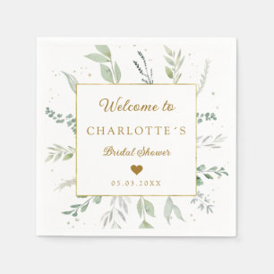 Modern, elegant eucalyptus bridal shower napkin