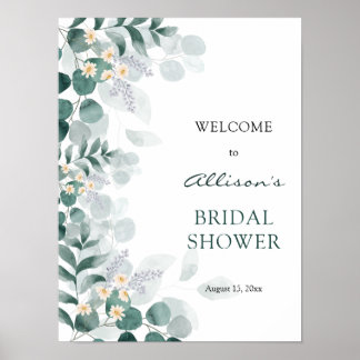 Modern elegant eucalyptus bridal shower welcome p poster