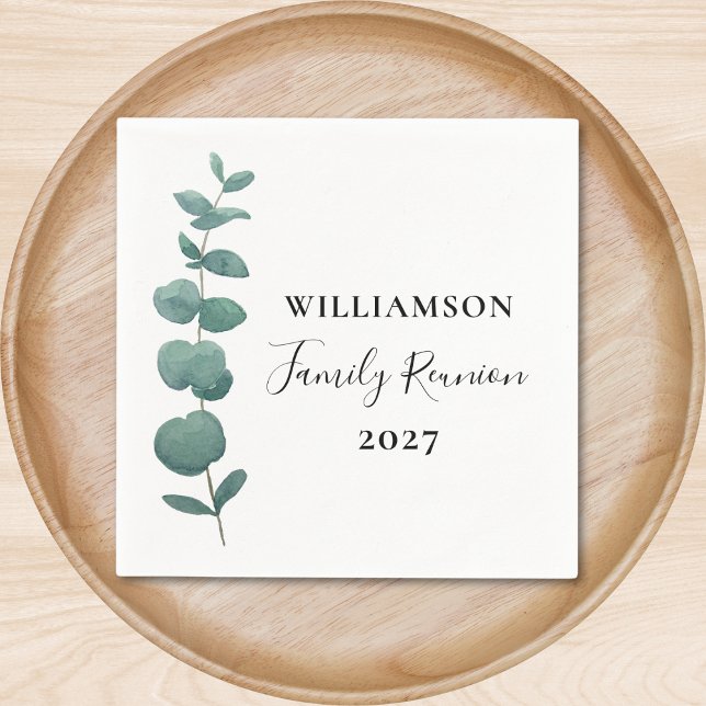 Modern Elegant Eucalyptus Family Reunion Napkin (Creator Uploaded)