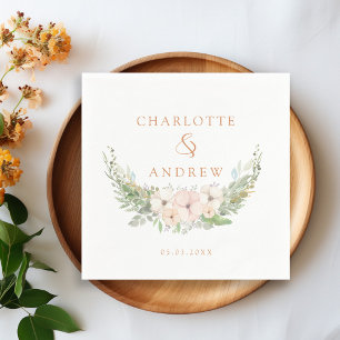 Modern, elegant eucalyptus flower wedding     napkin