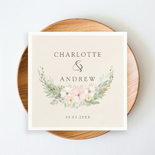 Modern, elegant eucalyptus flower wedding napkin
