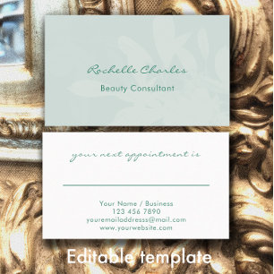 Modern Elegant Eucalyptus Green Beauty Consultant Appointment Card