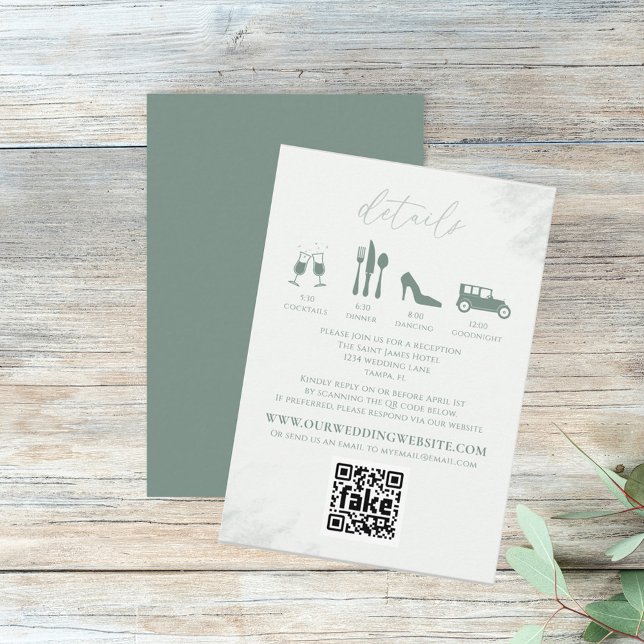 Modern Elegant Eucalyptus Greenery Details QR Code Enclosure Card (Creator Uploaded)