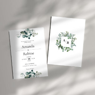 Modern Elegant Eucalyptus Greenery Wedding Invitation