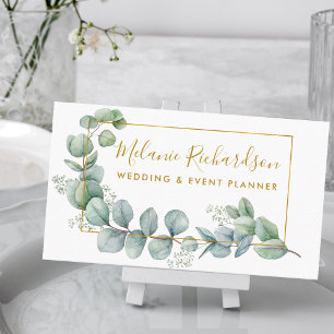 Modern Elegant Eucalyptus Leaves and Gold Business Card