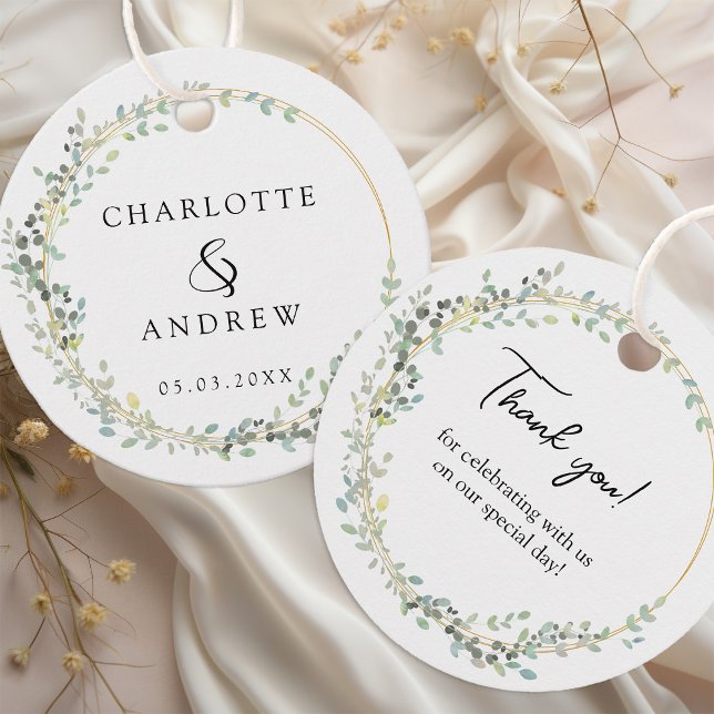 Modern, elegant eucalyptus wedding  favour tags (Creator Uploaded)