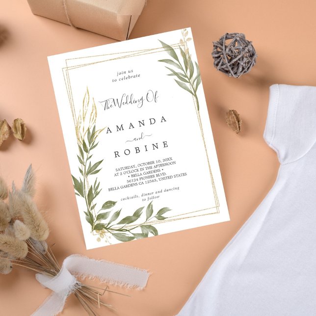 Modern Elegant Eucalyptus Wedding Invitation  (Creator Uploaded)