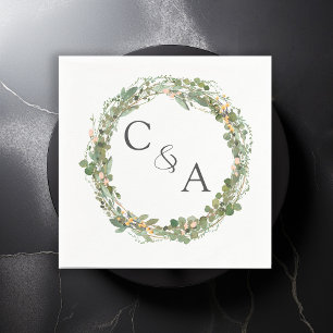 Modern, elegant eucalyptus wedding   napkin