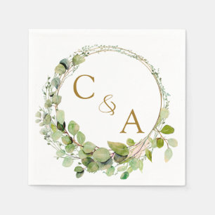 Modern, elegant eucalyptus wedding  napkin