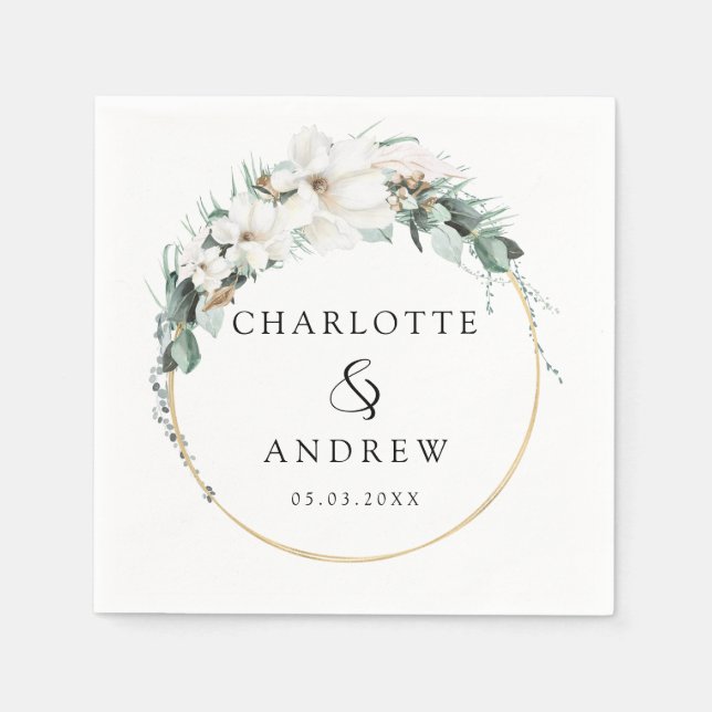 Modern, elegant eucalyptus wedding    napkin (Front)