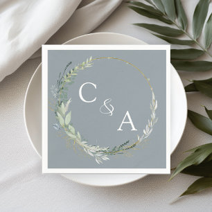 Modern, elegant eucalyptus wedding napkins