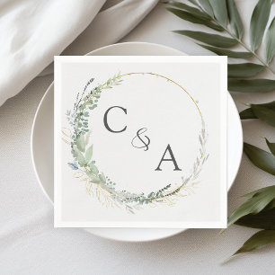 Modern, elegant eucalyptus wedding  napkins