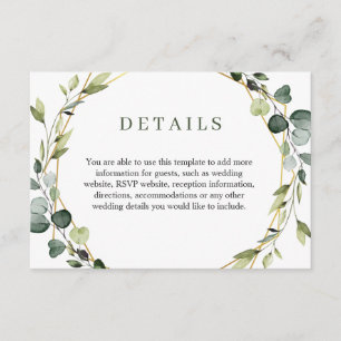 Modern Elegant Eucalyptus Wreath Frame Foliage Enclosure Card