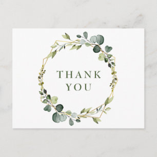 Modern Elegant Eucalyptus Wreath Frame Thank You Postcard