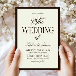 Modern Elegant Expresso Brown Ivory Wedding Invitation