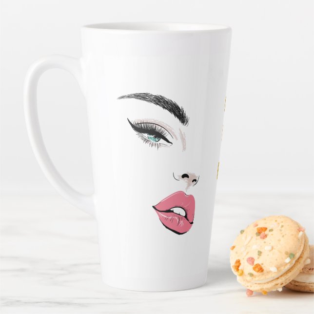 Modern Elegant  Eyes Lips Brows Latte Mug (In Situ)