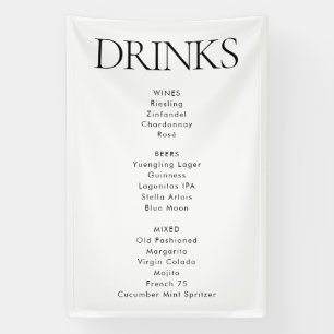 Modern Elegant Fabric Wedding Bar Drinks Menu Banner