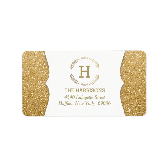 Modern Elegant Fake Glitter Custom Monogram Label (Front)