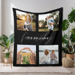 Modern Elegant Family 4 Photo  Fleece Blanket<br><div class="desc">Black and White Modern Elegant Family 4 Photo Blanket</div>