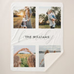 Modern Elegant Family 4 Photo  Sherpa Blanket<br><div class="desc">Black and White Modern Elegant Family 4 Photo Blanket</div>