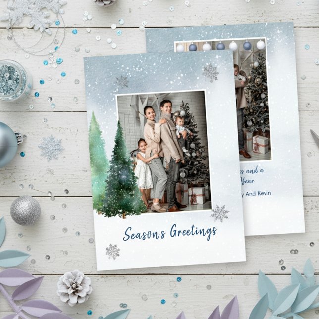 Modern Elegant Family Name Merry Christmas Photo Holiday Card (Creator Uploaded)
