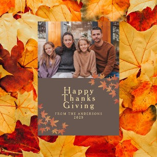Modern Elegant Family Photo Happy Thanksgiving Holiday Card