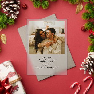 Modern Elegant Family Photo Simple Christmas Card Acrylic Invitations
