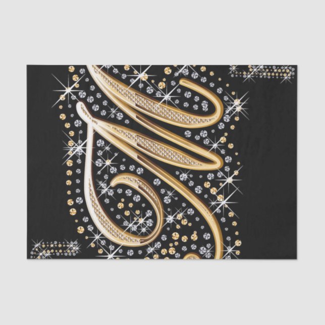 modern elegant fancy letter  M  monogram Tissue Paper (Front)