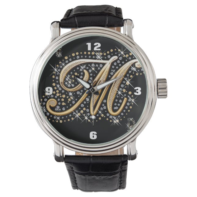 modern elegant fancy letter M   monogram Watch (Front)