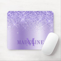 Modern Elegant Fashionable Monogram Purple Glitter