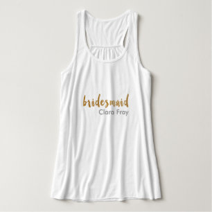 modern elegant faux gold bridesmaid text singlet