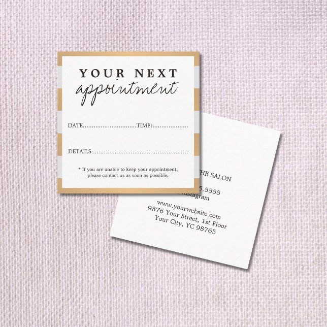 Modern Elegant Faux Gold Grey White Beauty Salon Appointment Card (Creator Uploaded)