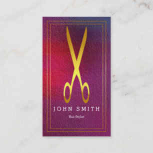 Modern Elegant Faux Gold Hair Stylist Business Card