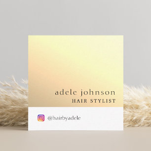 Modern Elegant Faux Gold Hair Stylist Square  Business Card