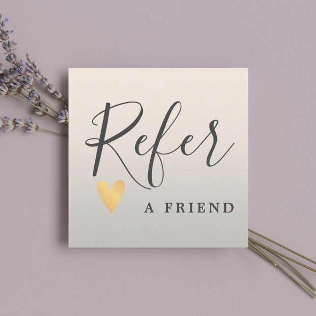 Modern Elegant Faux Gold Heart Beauty Referral Card (Creator Uploaded)