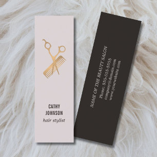 Modern Elegant Faux Gold Scissors Comb Mini Business Card