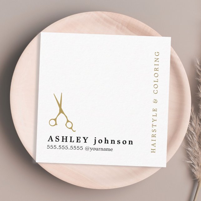 Modern Elegant Faux Gold Scissors Hairdresser Square Business Card (Creator Uploaded)