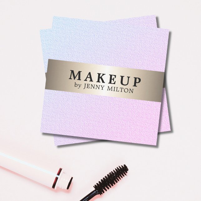 Modern Elegant Faux Gold Stripe Makeup Artist Square Business Card (Creator Uploaded)