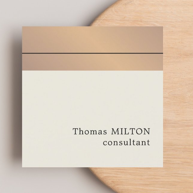 Modern Elegant Faux Gold Stripes Consultant Square Business Card (Creator Uploaded)